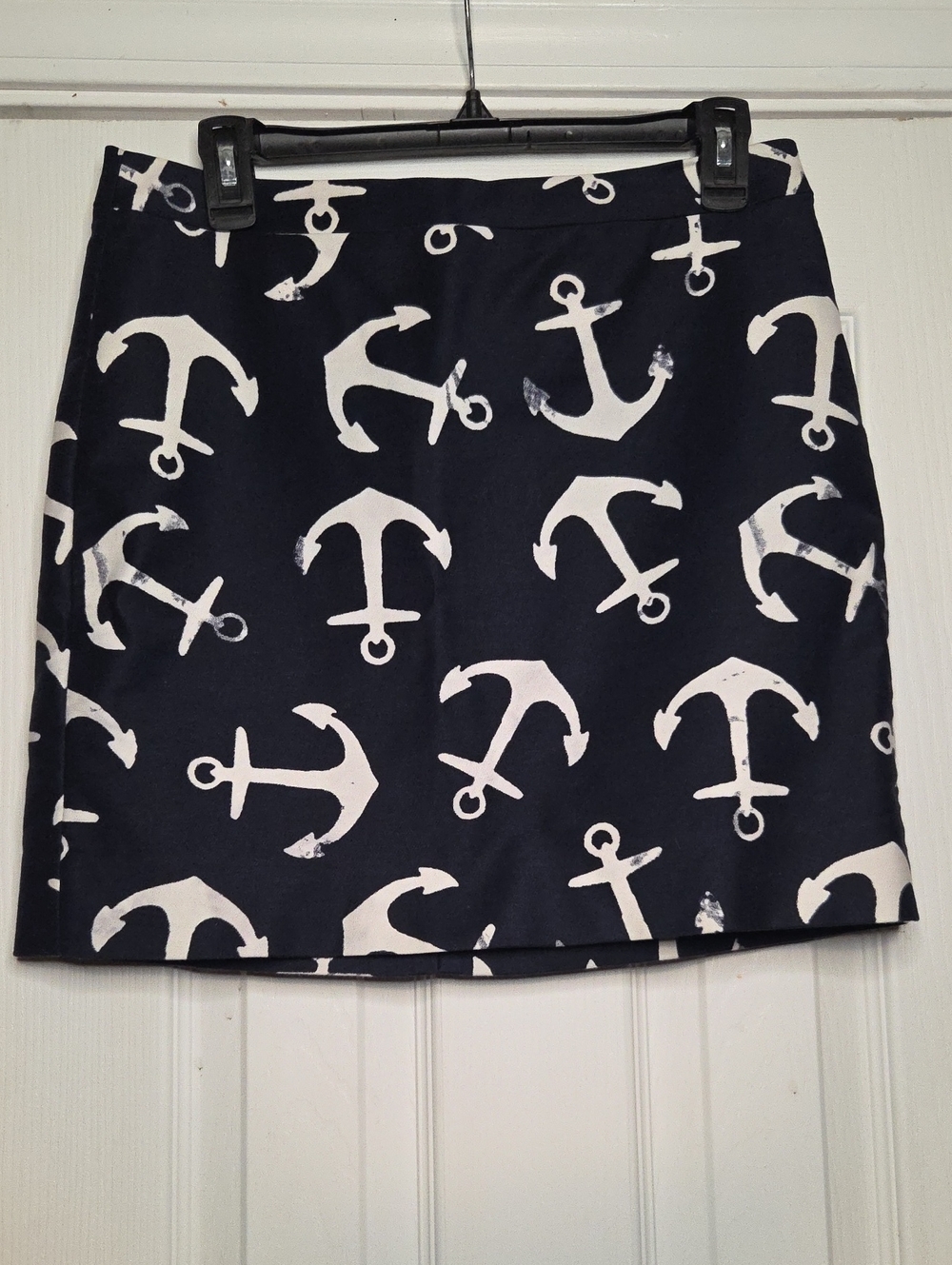 J. Crew Navy and White Anchor Print Mini Skirt
